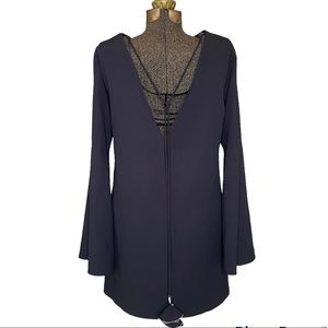 NWT Endless Rose Dress Bell Sleeve Backless Black L